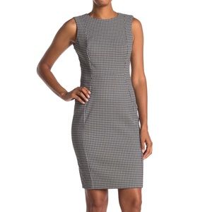 Calvin Klein black and white mini check print sheath dress